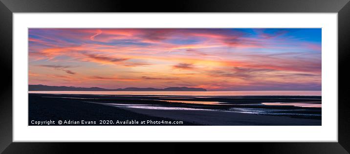 Beach Sunset Panorama Framed Mounted Print by Adrian Evans