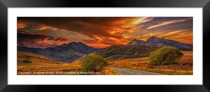 Snowdon Mountains Sunset Panorama Framed Mounted Print by Adrian Evans