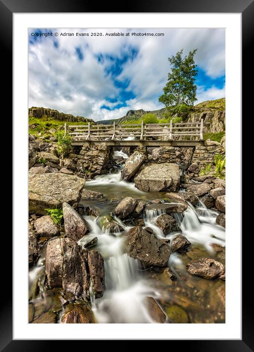 Cwm Idwal Bridge Snowdonia Framed Mounted Print by Adrian Evans