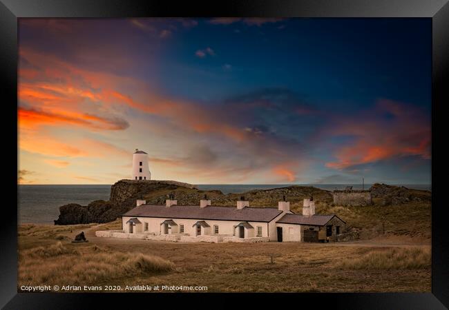 Llanddwyn Island Beacon Anglesey Wales Framed Print by Adrian Evans