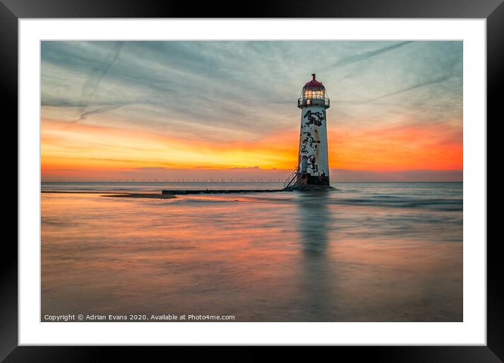 Talacre Lighthouse Sunset Wales Framed Mounted Print by Adrian Evans