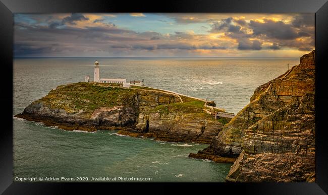 South Stack Lighthouse Anglesey Framed Print by Adrian Evans