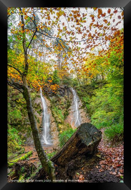 Grey Mares Tail Waterfall Wales Framed Print by Adrian Evans