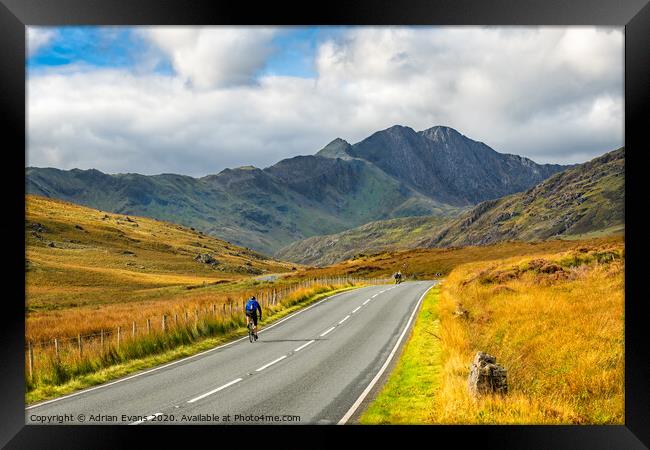 Cyclist Snowdonia Wales Framed Print by Adrian Evans