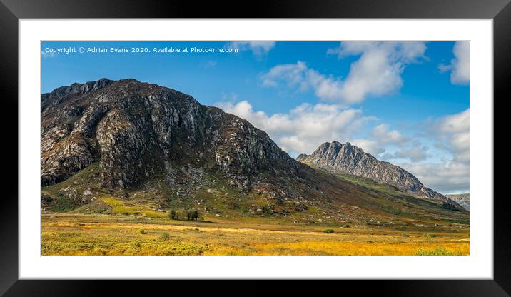 Tryfan Mountain East Face Wales Framed Mounted Print by Adrian Evans