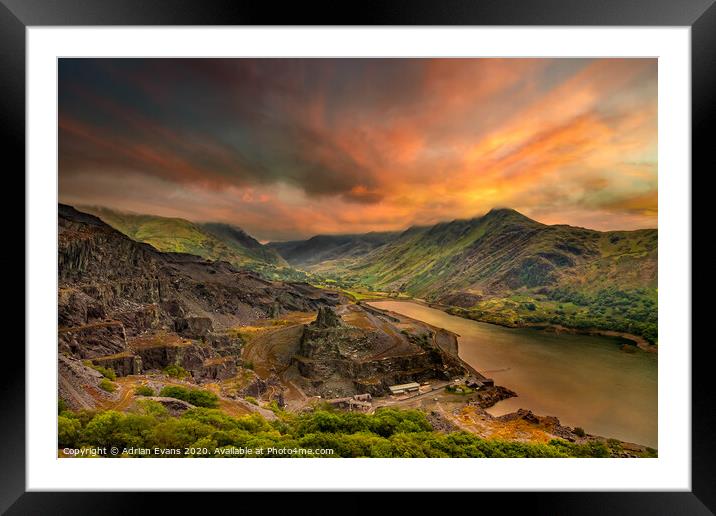 Snowdon Mountain from Slate Quarry Llanberis Framed Mounted Print by Adrian Evans