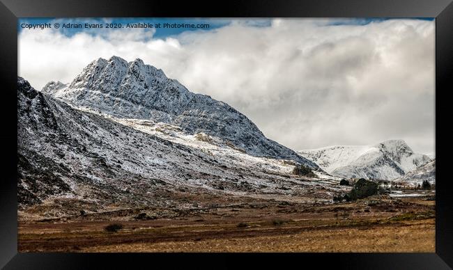 Tryfan Mountains Snowdonia Wales Framed Print by Adrian Evans