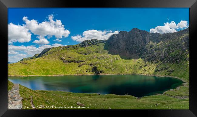 Glaslyn Lake Snowdon Wales Framed Print by Adrian Evans