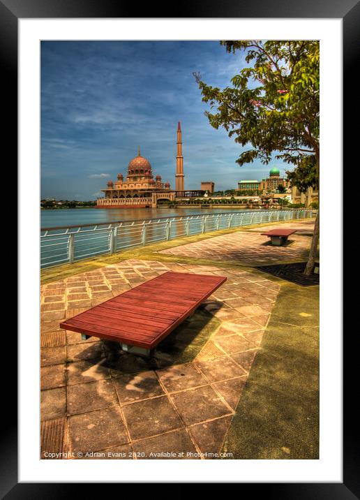 Putra Mosque and Lake Malaysia Framed Mounted Print by Adrian Evans