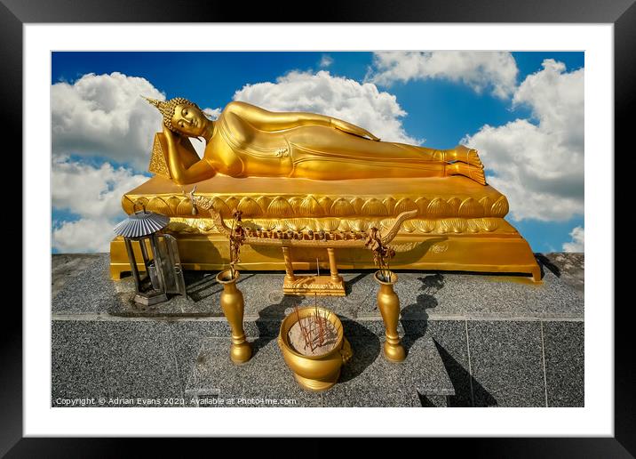 Golden Temple Buddha Thailand Framed Mounted Print by Adrian Evans