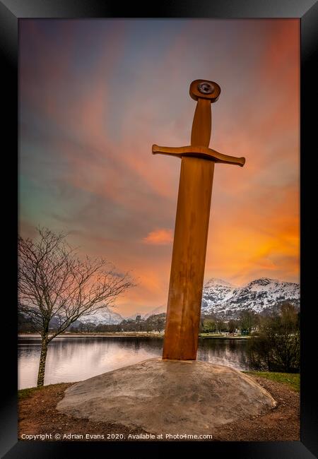 Llanberis Lake and Sword Snowdonia  Framed Print by Adrian Evans