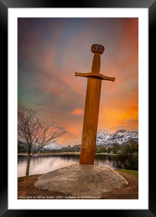 Llanberis Lake and Sword Snowdonia  Framed Mounted Print by Adrian Evans