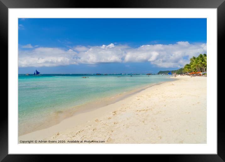 White Beach Boracay Philippines Framed Mounted Print by Adrian Evans