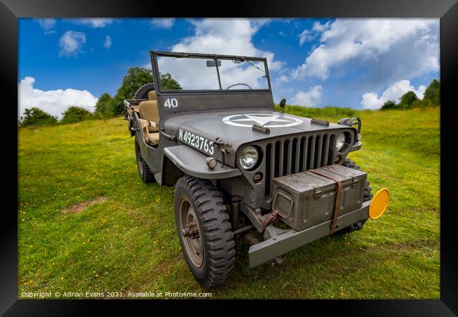 Willys Military Jeep Framed Print by Adrian Evans