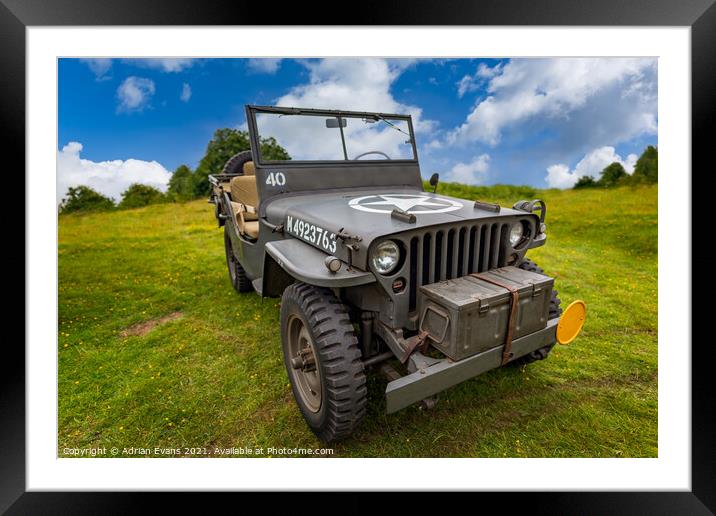Willys Military Jeep Framed Mounted Print by Adrian Evans