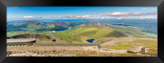 Snowdon Summit Cafe Panorama Framed Print by Adrian Evans