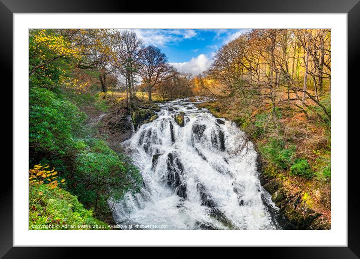 Swallow Falls Snowdonia Wales Framed Mounted Print by Adrian Evans