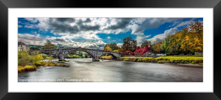 Llanrwst Bridge and Ivy Cottage Wales Framed Mounted Print by Adrian Evans
