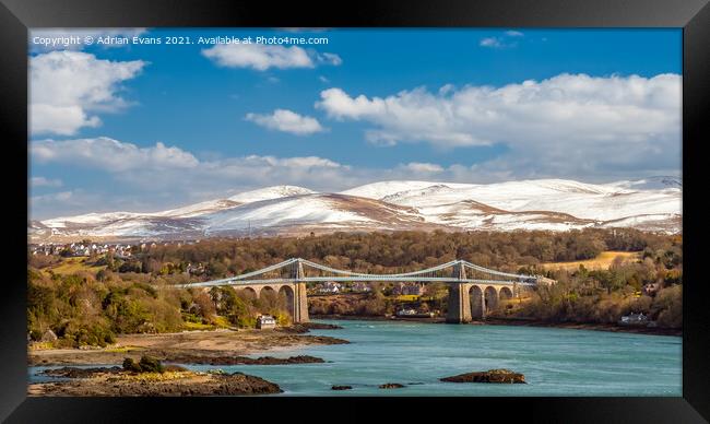 Menai Bridge Snowdonia Anglesey Framed Print by Adrian Evans