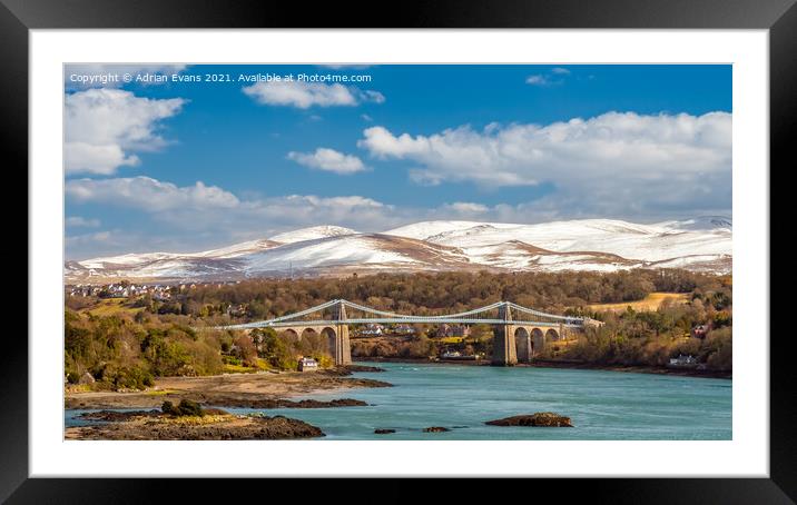 Menai Bridge Snowdonia Anglesey Framed Mounted Print by Adrian Evans