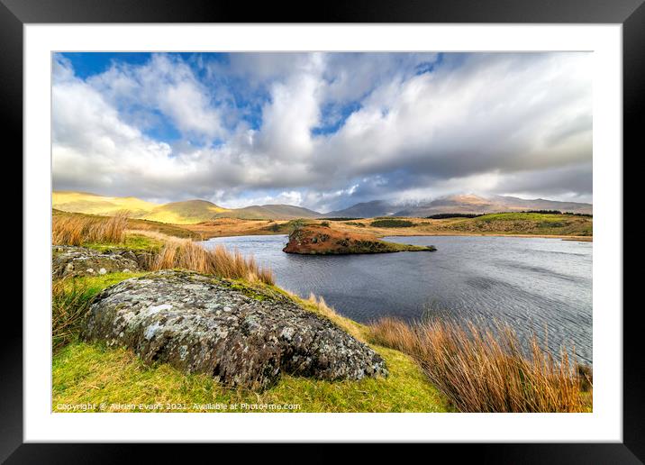 Llyn y Dywarchen Snowdonia Wales Framed Mounted Print by Adrian Evans