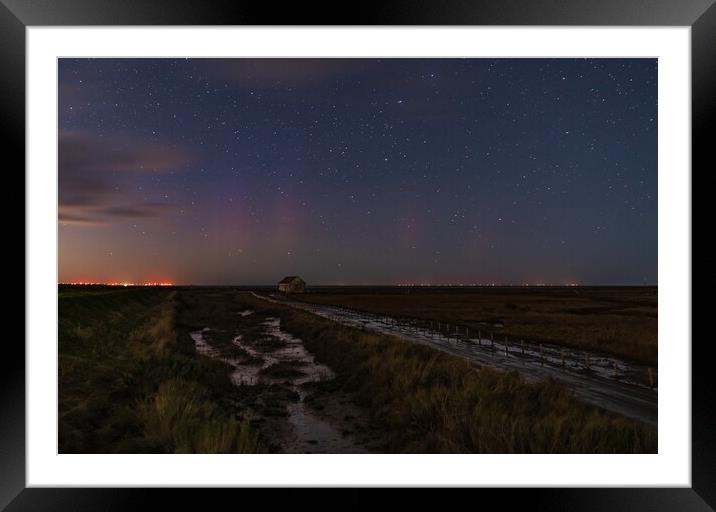 The Northern lights arrive at Thornham in Norfolk  Framed Mounted Print by Gary Pearson