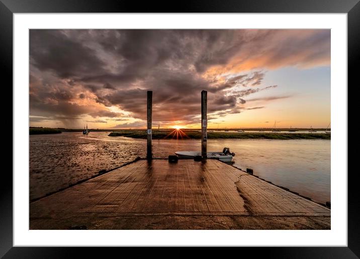 A moody sunset at Brancaster Staithe  Framed Mounted Print by Gary Pearson