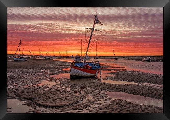 Sunrise over the harbour at Brancaster Staithe  Framed Print by Gary Pearson