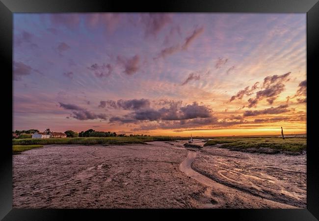 Sunset and low tide - Brancaster Staithe  Framed Print by Gary Pearson
