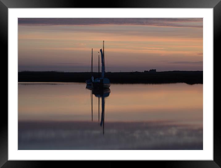 Sunset reflections Brancaster Staithe Framed Mounted Print by Gary Pearson