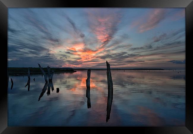 Sunset over Thornham marsh Framed Print by Gary Pearson