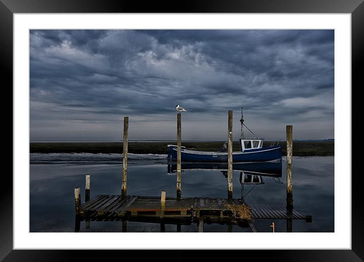 Moody sky over Thornham staithe Framed Mounted Print by Gary Pearson