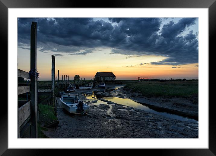 Sunset over Thornham harbour Framed Mounted Print by Gary Pearson