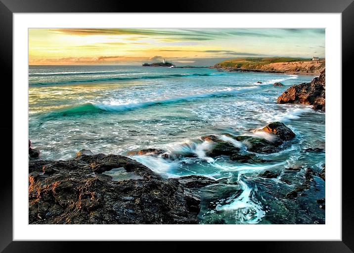 Godrevy lighthouse Cornwall Framed Mounted Print by Gary Pearson