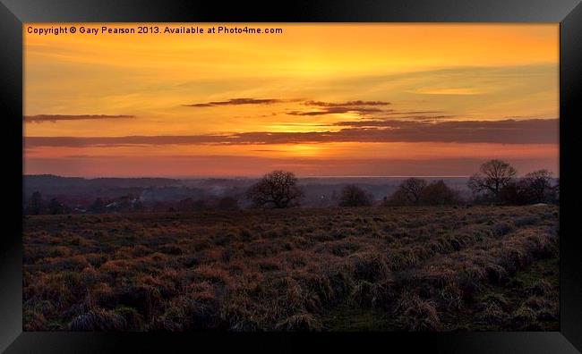 Sunset over Dersingham Framed Print by Gary Pearson