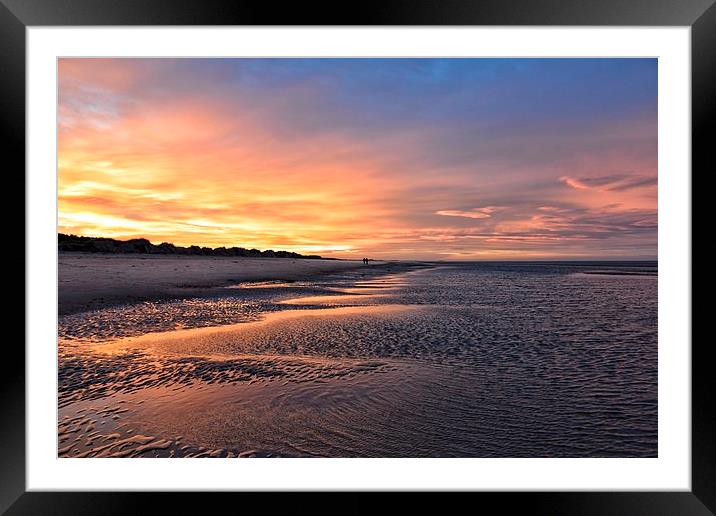 Sunset stroll on Wells beach Framed Mounted Print by Gary Pearson