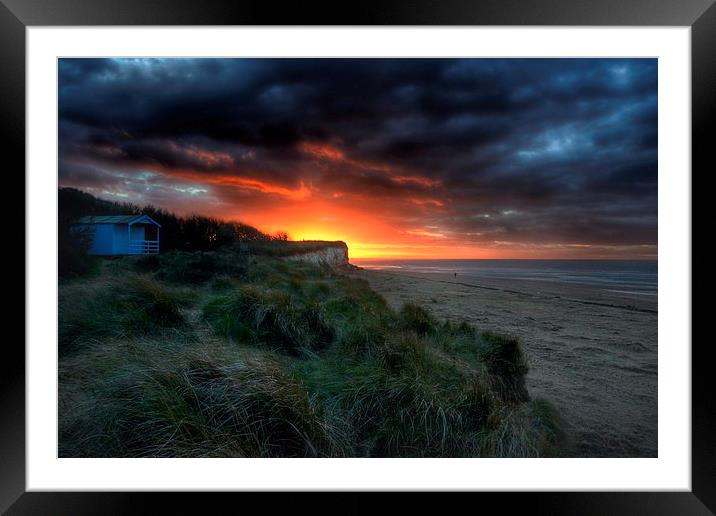 Hunstanton beach hut sunset Framed Mounted Print by Gary Pearson