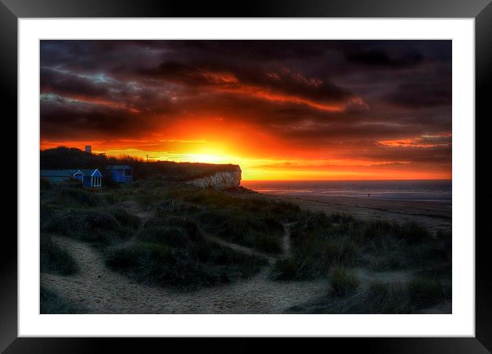 Hunstanton beach huts at sunset Framed Mounted Print by Gary Pearson