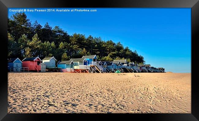 Wells brightly coloured beach huts Framed Print by Gary Pearson