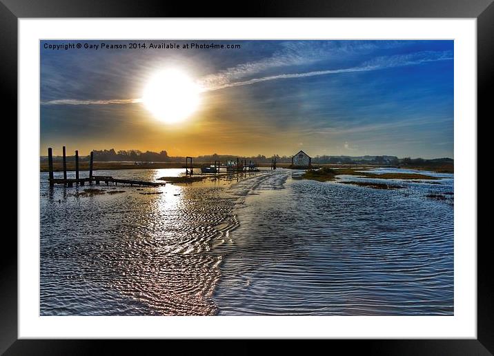 Flood tide at Thornham Framed Mounted Print by Gary Pearson