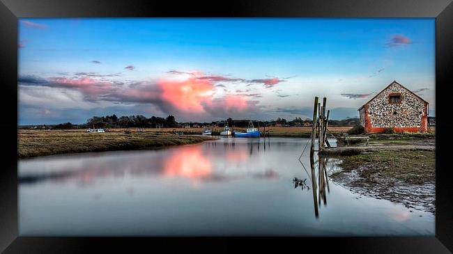 Sunset reflections Thornham Framed Print by Gary Pearson