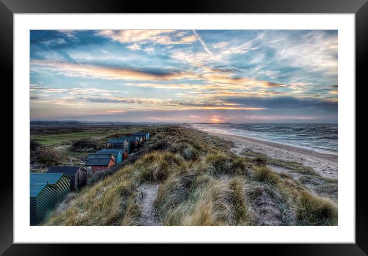 Sunset over Brancaster beach Framed Mounted Print by Gary Pearson