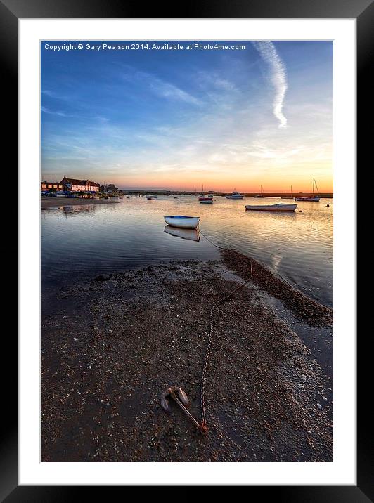 Anchored at sunset Framed Mounted Print by Gary Pearson