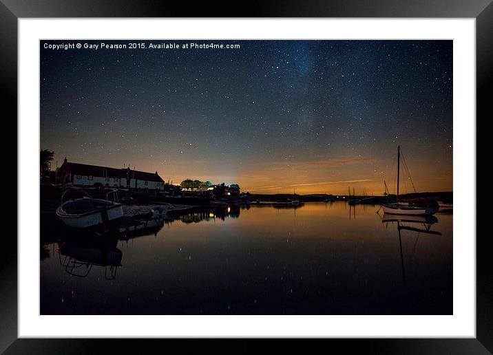 Stars and the Milky Way over Burnham Overy Staithe Framed Mounted Print by Gary Pearson