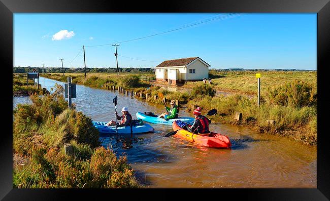  Kayaking along the road - Brancaster 30/9/15 Framed Print by Gary Pearson