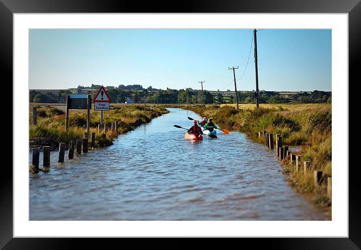 Kayaking down the road at Brancaster - 30/9/15 Framed Mounted Print by Gary Pearson