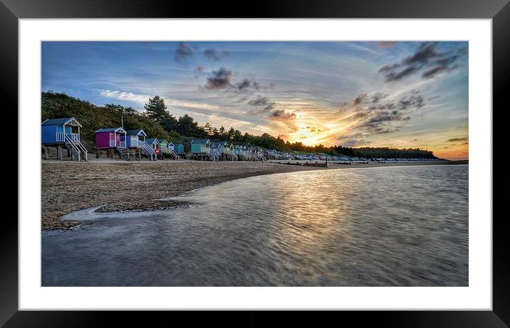  Beach hut sunset - Wells next the Sea Framed Mounted Print by Gary Pearson