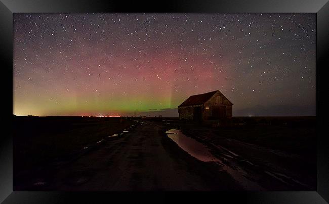  The Northern lights pay a rare visit to Thornham  Framed Print by Gary Pearson