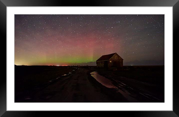  The Northern lights pay a rare visit to Thornham  Framed Mounted Print by Gary Pearson