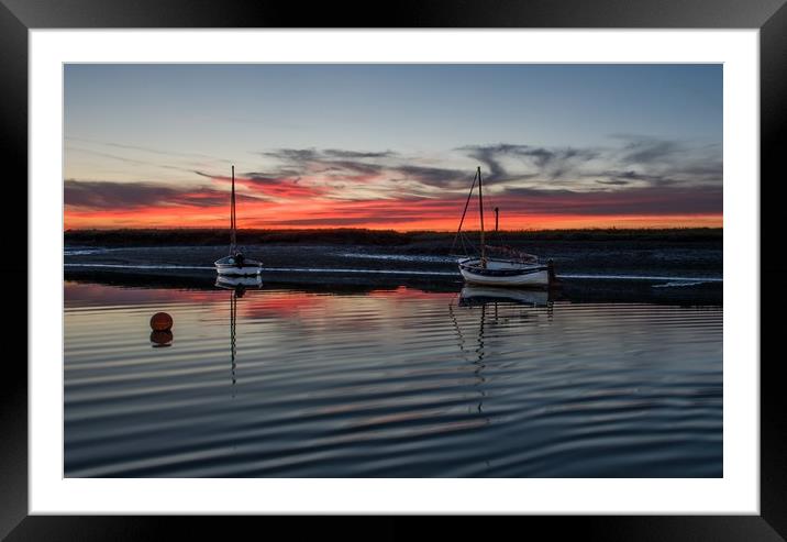Sunset over Overy Creek - Burnham Overy Staithe Framed Mounted Print by Gary Pearson